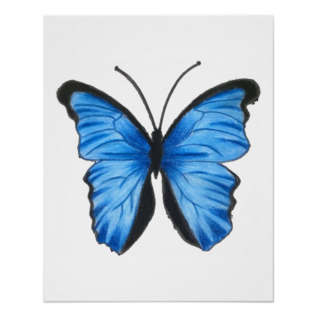 Blue Butterfly Art Poster (Vorderseite)
