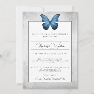 Blue Butterfly Baby Dusche Einladung