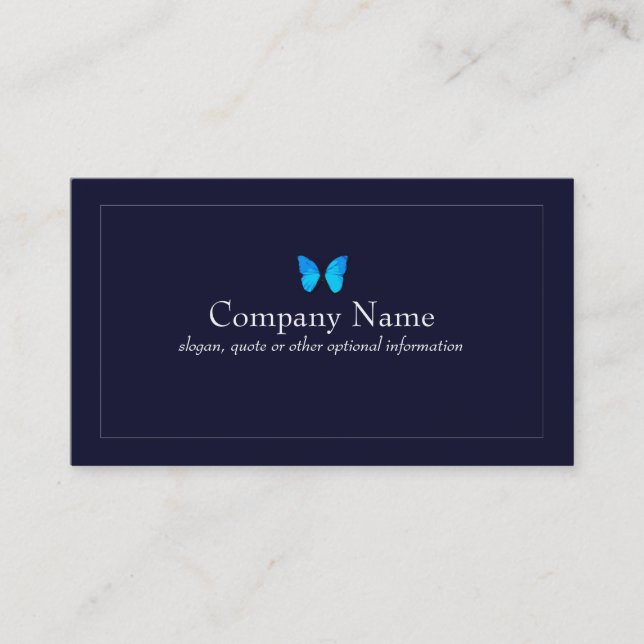 Blue Butterfly Business Navy Card Visitenkarte (Vorderseite)