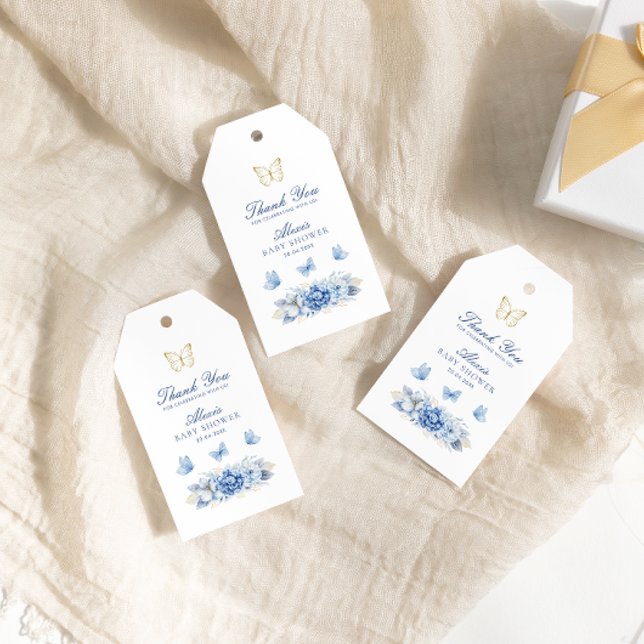 Blue Butterfly Danke Boy Baby Dusche Geschenkanhänger (Von Creator hochgeladen)