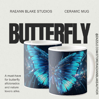 Blue Butterfly Design Keramik Tasse