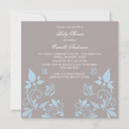Blue Butterfly Floral Baby Dusche einladen Einladung