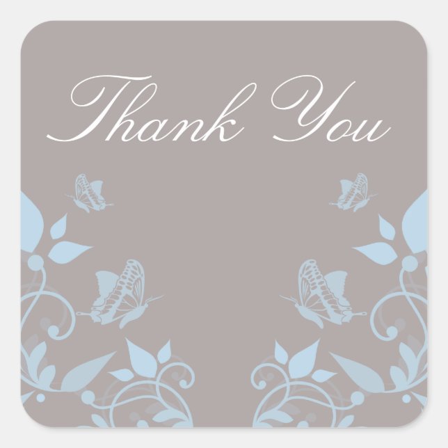 Blue Butterfly Floral Danke Stickers (Vorderseite)