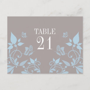 Blue Butterfly Floral Tischnummer Postkarte