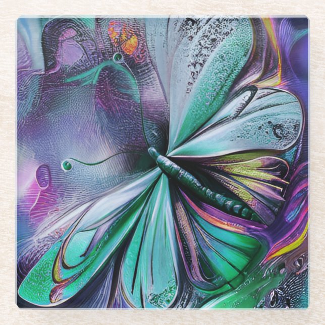 Blue Butterfly Glasuntersetzer (Vorderseite)