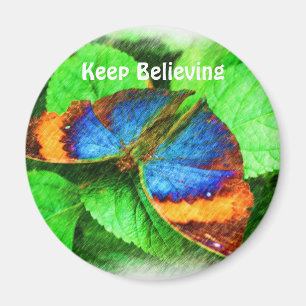 Blue Butterfly glaubt Affirmations Magnet