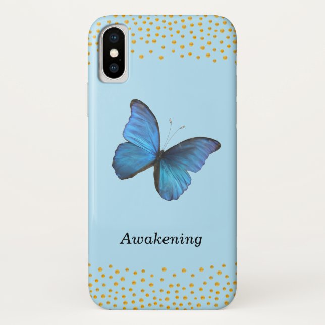 Blue Butterfly & Gold Confetti Case-Mate iPhone Hülle (Rückseite)