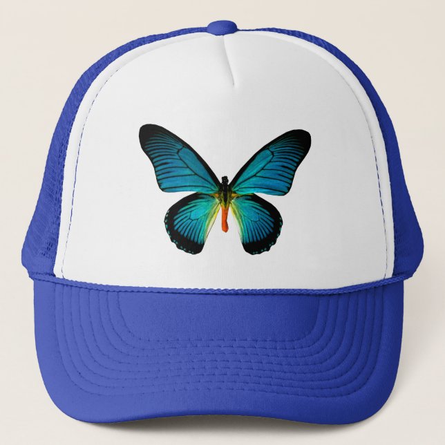 Blue Butterfly Hat Truckerkappe (Vorderseite)