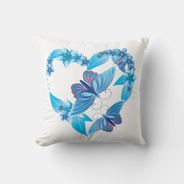 Blue Butterfly Heart American MoJo Kissen (Vorderseite)