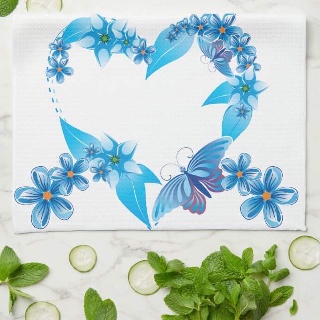 Blue Butterfly Heart American MoJo Küchentuch (Gefaltet)