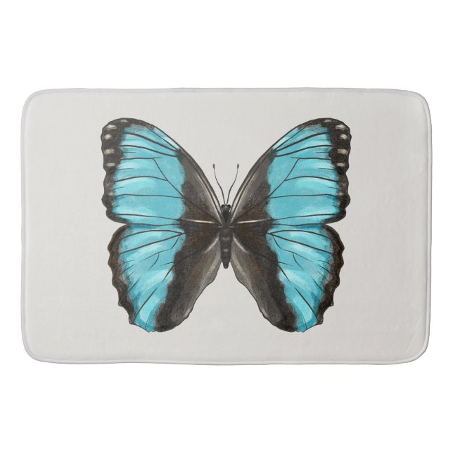 Blue Butterfly Insect Art Lover Badematte (Vorderseite)
