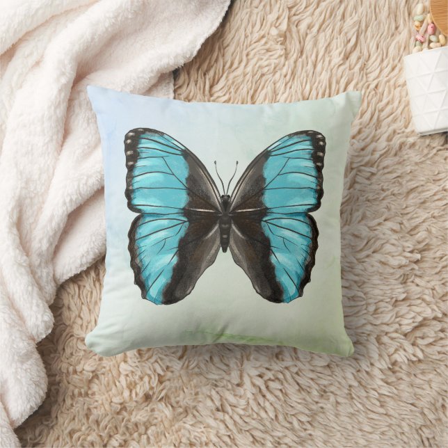 Blue Butterfly Insect Art Lover Kissen (Decke)