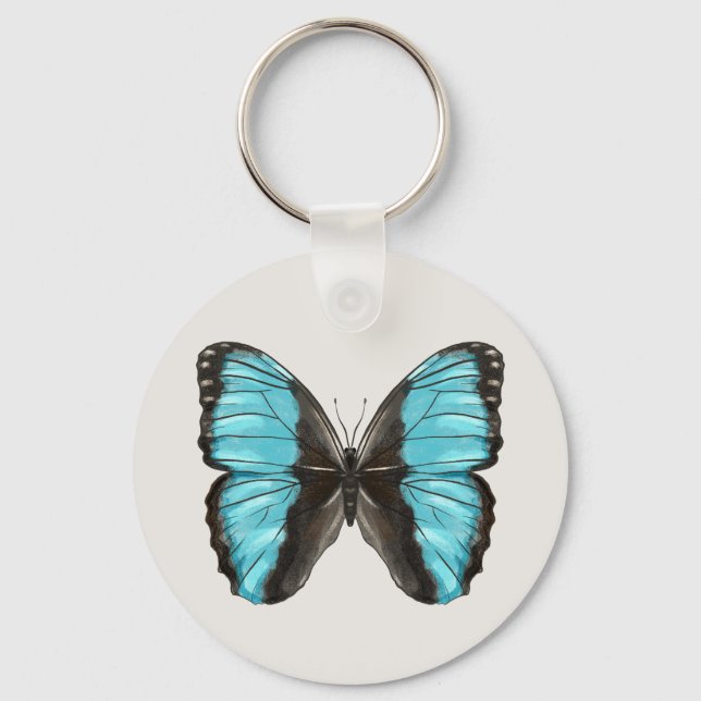 Blue Butterfly Insect Art Lover Schlüsselanhänger (Vorderseite)
