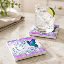 Blue Butterfly Inspiration Steinuntersetzer