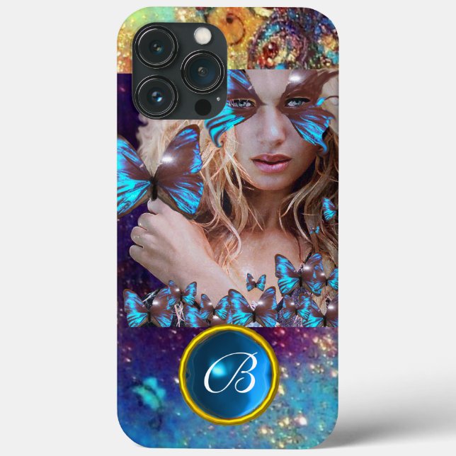 BLUE BUTTERFLY LADY, AQUAMARIN GOLD SPARKLE GEM MO Case-Mate iPhone HÜLLE (Rückseite)