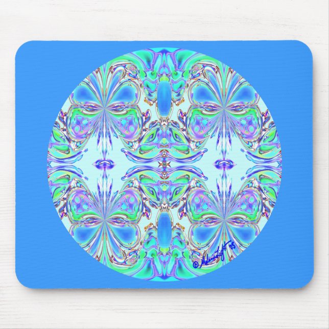"Blue Butterfly Mandala" Mousepad (Vorne)