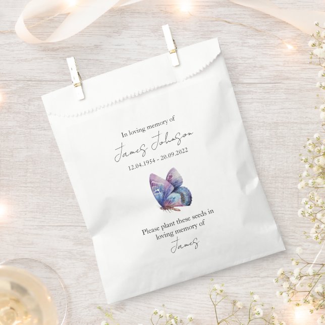 Blue Butterfly Memorial Beerdigung Saatgut Geschenktütchen (Ausgeschnitten)