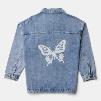 Blue Butterfly Minimal Nature Art by Papil Jeansjacke