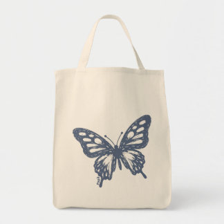 Blue Butterfly Minimal Nature Art by Papil Tragetasche