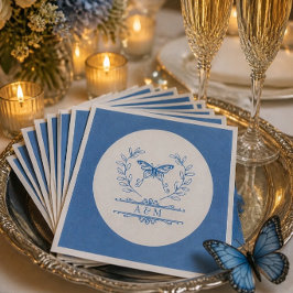 Blue Butterfly Mit Monogramm Hochzeitspapier Napki Serviette