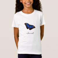 Blue Butterfly mit Script Moniker Name T - Shirt
