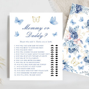 Blue Butterfly Mommy oder Daddy Baby Shower Game