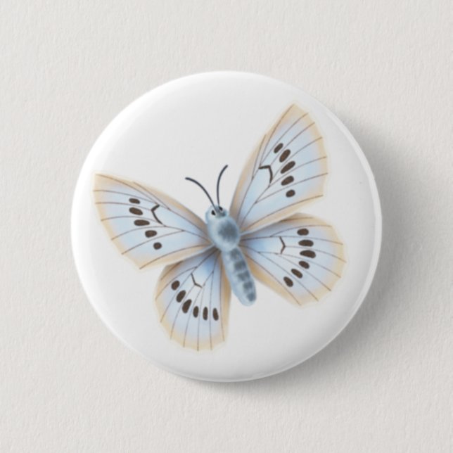 Blue Butterfly Nature Garden Insect Button (Vorderseite)