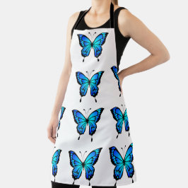 Blue Butterfly Pattern Kitchen Schürze