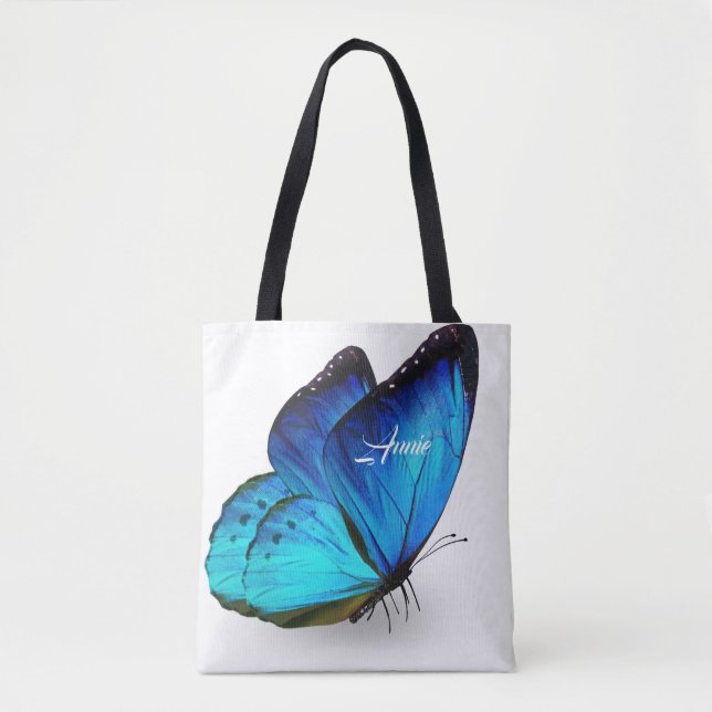 Blue Butterfly Personalisiert Tasche (Vorderseite)