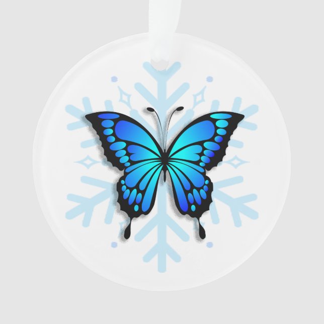 Blue Butterfly Persönliche Nachricht Weihnachtswei Ornament (Vorderseite)