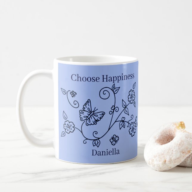 Blue Butterfly Reminder Mug Kaffeetasse (Mit Donut)