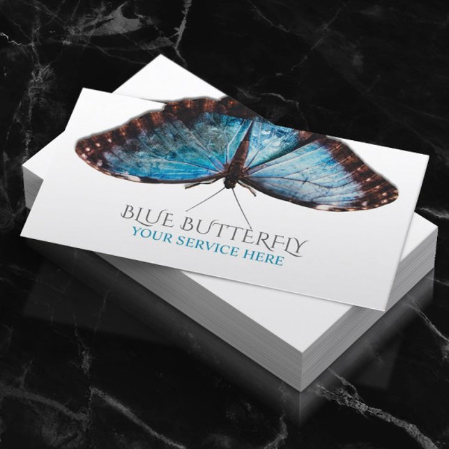 Blue Butterfly Salon & Wellness-Center Elegante Visitenkarte (Von Creator hochgeladen)