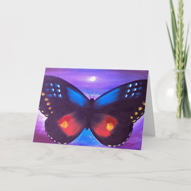 Blue Butterfly Sonnenuntergangsmalerei - Multi Karte (Vorderseite)