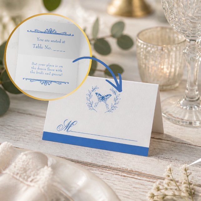 Blue Butterfly Wedding Platzkarte (Von Creator hochgeladen)