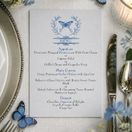 Blue Butterfly Wedding Suite 4.5" x 6.25" Menü Menükarte