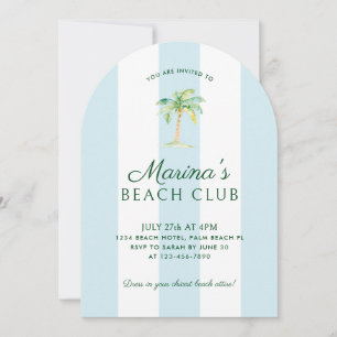 Blue Cabana Stripes Palm Beach Club Einladung