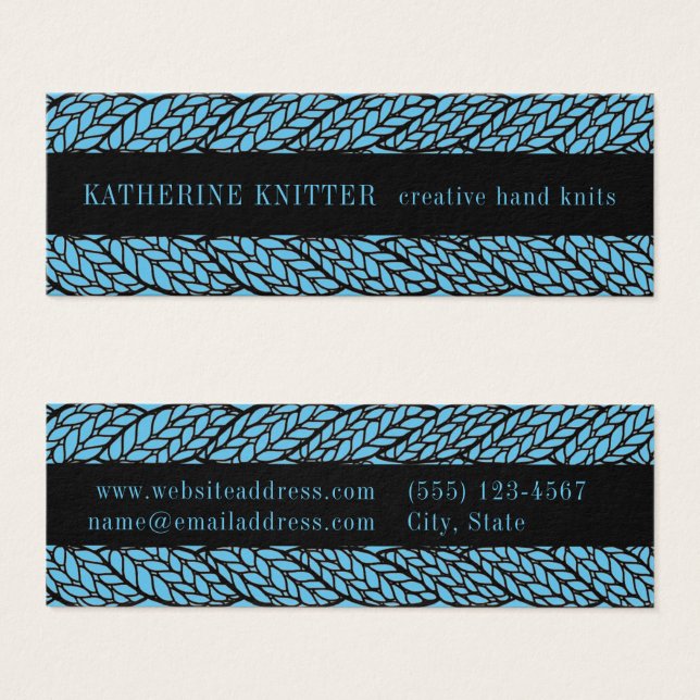 BLUE CABLE STRICK 3x1 Mini-Visitenkarte (Vorne & Hinten)