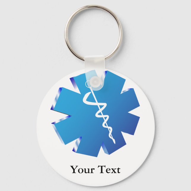 Blue Caduceus medizinische Geschenke Schlüsselanhänger (Vorderseite)
