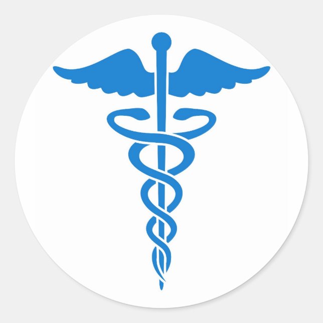 Blue Caduceus Runder Aufkleber (Vorderseite)