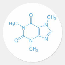 Blue Caffein Molecule Runder Aufkleber