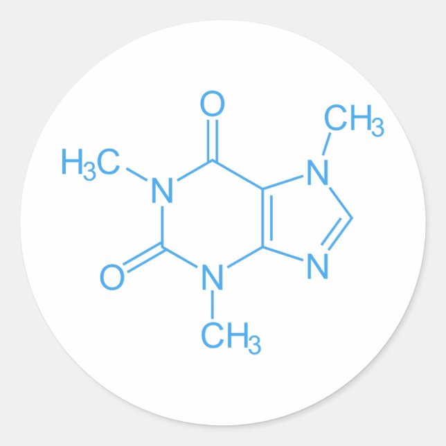 Blue Caffein Molecule Runder Aufkleber (Vorderseite)