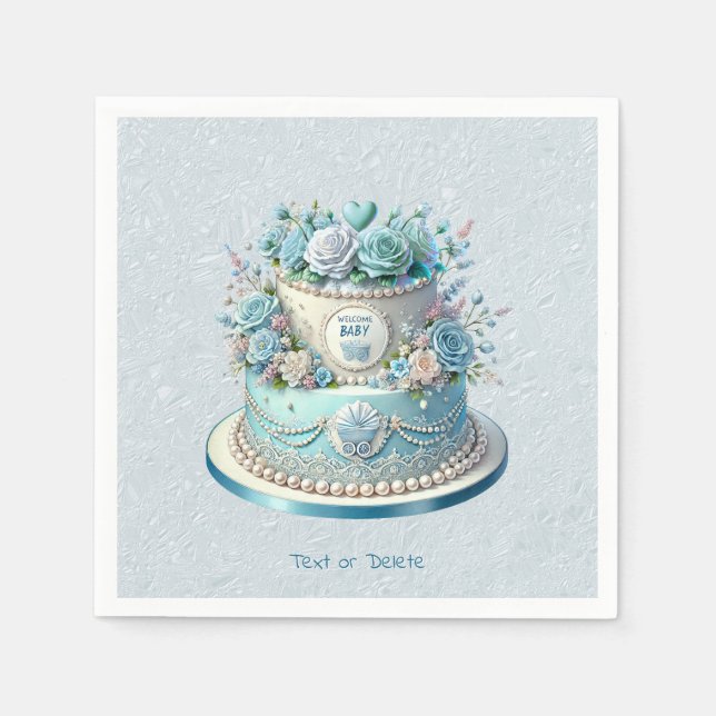 Blue Cake Blume Napkins Serviette (Vorderseite)