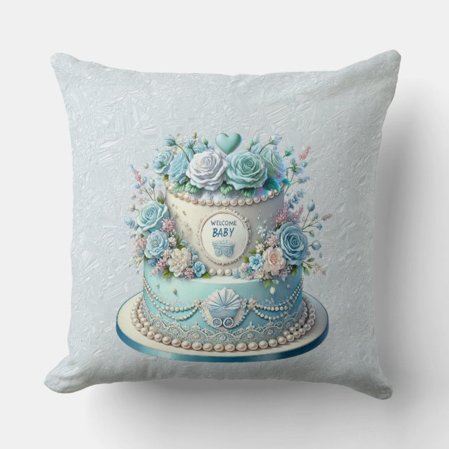 Blue Cake Blume Throw Kissen (Vorderseite)
