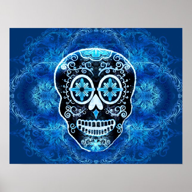 Blue Calavera Print Poster (Vorne)