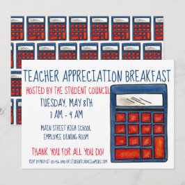 Blue Calculator School Math Teacher Bewertung Einladung