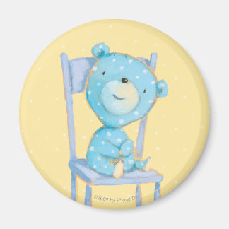 Blue Calico Bear lächeln auf Stuhl Magnet