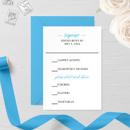 Blue Calligraphy Wedding RSVP Card
