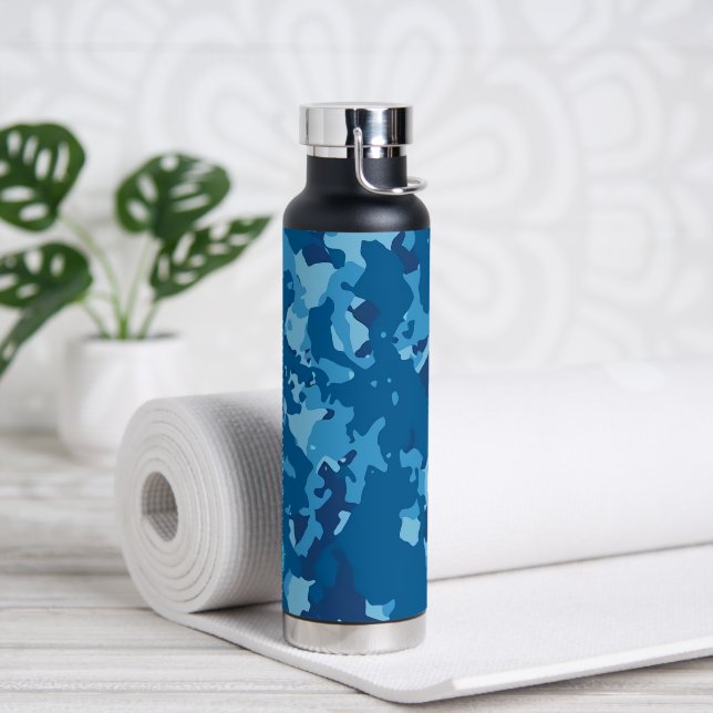 Blue Camouflage #3.1 Thunfisch Kupfer infundiert Trinkflasche (Yoga)