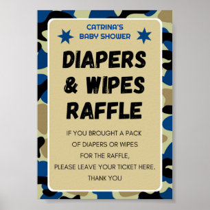 Blue Camouflage Baby Duschzeichen Poster
