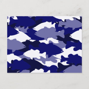 Blue Camouflage Bass Fishing Postkarte